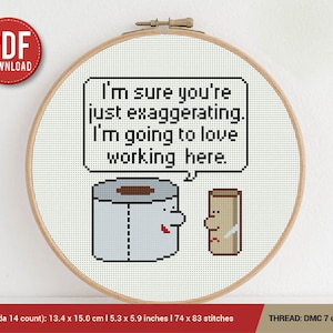 Toilettenpapier Kreuzstichmuster | Stickmuster | Sofortdownload | Kreuzstich Stickmuster | Stickmuster Stickdateien | Humor Scherz Job