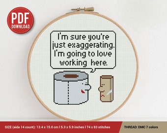 Toilet Paper Cross stitch pattern | Embroidery Pattern | Instant Download | Cross Stitch Patterns | Embroidery Designs | Humor Joke Job