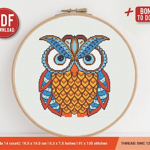 Mandala Owl Cross stitch pattern Bird | Embroidery Pattern | Instant Download | Cross Stitch Patterns | Embroidery Designs