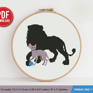 Cat Lion Cross stitch pattern | Embroidery Pattern | Instant Download | Embroidery Designs