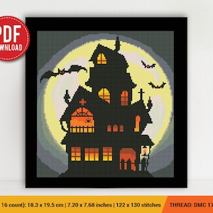 Halloween House Cross stitch pattern | Embroidery Pattern | Instant Download | Embroidery Designs