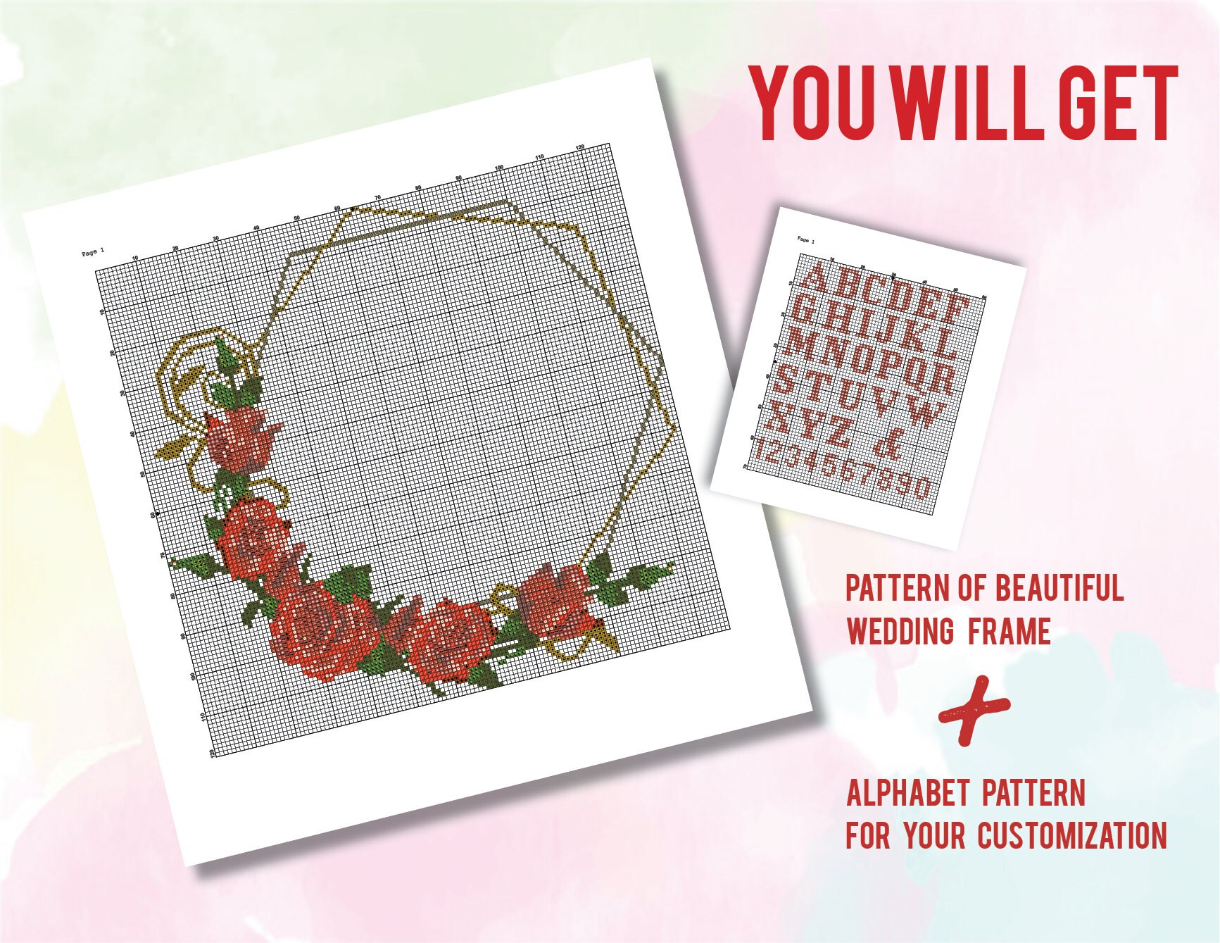 Wedding Date Frame and Alphabet Cross Stitch Pattern | Etsy