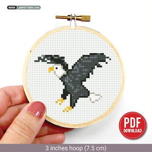 Mini Adler Vogel Kreuzstichmuster, Zählbild, Stickerei, Wald, Abstrakt, modernes Stickmuster, DIY, Stickmuster, sofort PDF