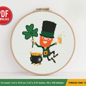 Saint Patrick's day Cross stitch pattern Embroidery Pattern Instant Download Embroidery Designs image 1