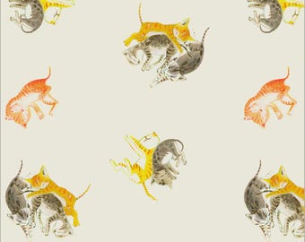 Anthology Fabric Heather Ross by Hand Collection, Barn Kittens (Ivory) (54250D-2)
