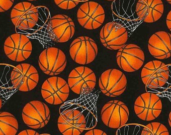 Timeless Treasures Fabric Basketball Collection, Basketball and Hoops (GM-C5814)