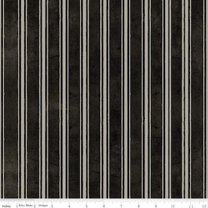 May include: Black and white striped fabric with a subtle textured pattern. The fabric has a vintage look and feel.