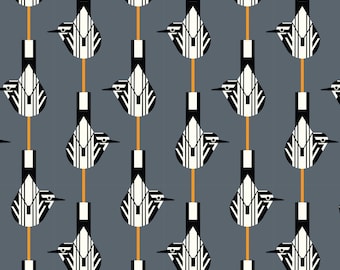 Birch Fabric Charley Harper Monteverde Habitat Collection, Black and White Warbler (CH-375)