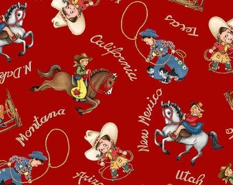 Michael Miller Fabric Happy Trails Collection, Whoa, Nellie! (CX11508-REDX-D)