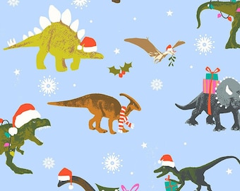 Timeless Treasures Fabric Holiday Collection, Dinosaurs Santa (Holiday-CD2792)