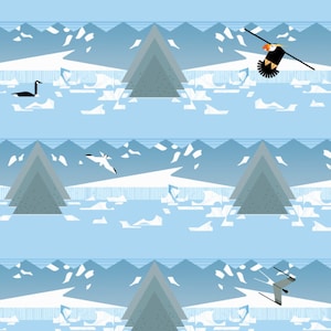 Birch Fabric Charley Harper Glacier Bay Collection, Glacier Shore (CH-292)