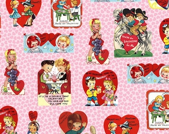 Michael Miller Fabric Vintage Valentines Collection, Love Notes (DCX10985-PINK-D)