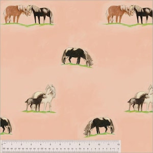 Anthology Fabric Heather Ross by Hand Collection, Ponies (Peach) (54253D-4)