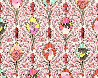 Free Spirit Fabric Besties Collection, Puppy Dog Eyes (Blossom) (Metallic)