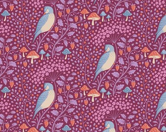 Tilda Fabric Hibernation Collection, Sleepybird (Mulberry)