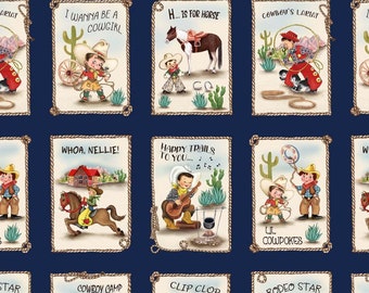 Michael Miller Fabric Happy Trails Collection, L'il Cowhands (CX11513-MULT-D) (Panel)