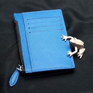 Cartera de lujo con cremallera de piel Epi y Saffiano, tarjetero compacto y delgado hecho a mano, bonito bolso de mano tipo sobre para mujer
