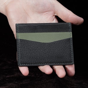 Cartera de bolsillo frontal, tarjetero, tarjetero minimalista para hombre y mujer, piel de chevre Sully de lujo.