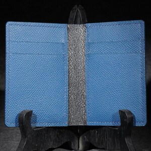 Billetera plegable vertical azul fresco, tarjetero de cuero con 6 bolsillos y estética colorida única, regalo para hombres y mujeres, para llevar en el abrigo o en el bolsillo delantero