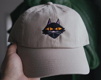 Black Cat Embroidered Baseball Cap Dad Hat