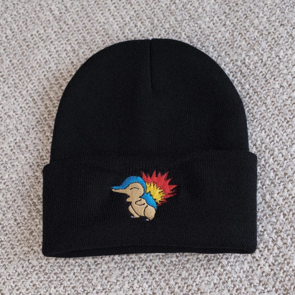 Cyndaquil 90s Anime Embroidered Beanie