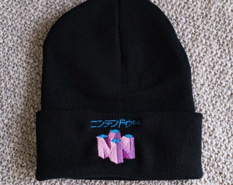 N Vaporwave 90s Retro Gaming Embroidered Beanie