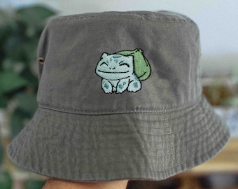 Bulbasaur 90s Anime Embroidered Bucket Hat