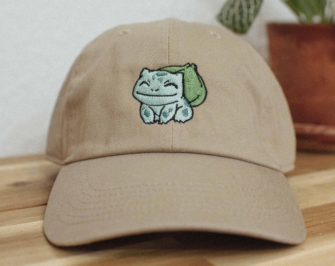 Bonnet brodé anime vert feuille