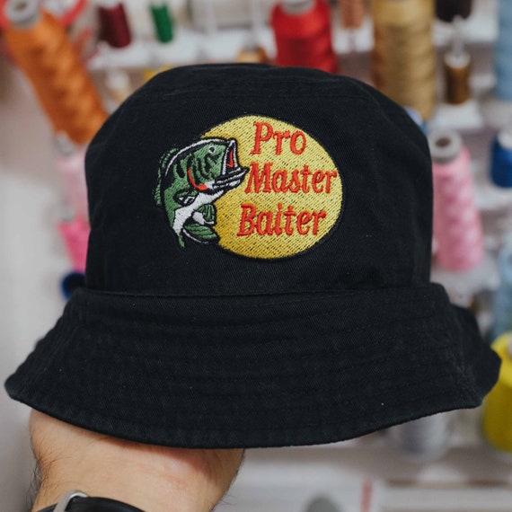 Funny Fishing Bucket Hat, Bass Pro Master Baiter Embroidered