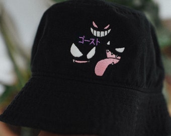 Ghost Type 90s Anime Embroidered Bucket Hat