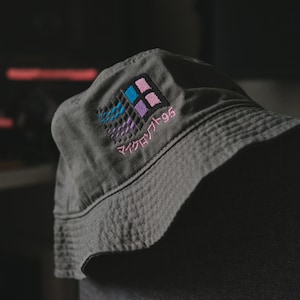 W95 Vaporwave Retro Gaming Embroidered Bucket Hat
