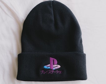 PSOne Vaporwave 90s Retro Gaming Embroidered Beanie