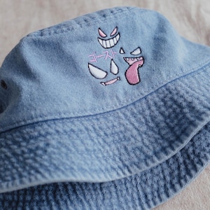 Ghost Type 90s Anime Embroidered Bucket Hat