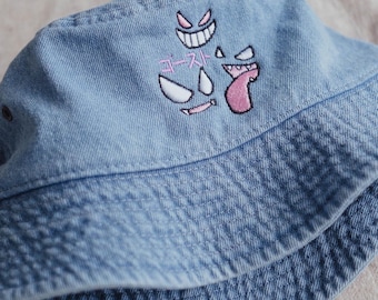 Ghost Type 90s Anime Embroidered Bucket Hat