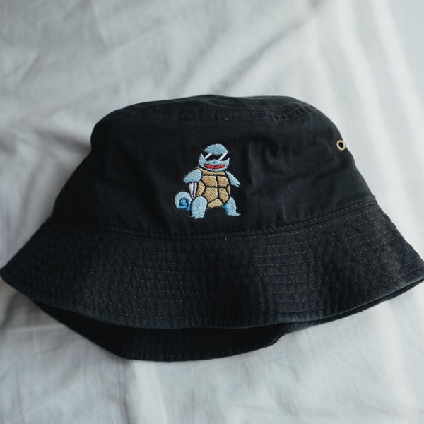 Squirtle Squad 90s Anime Embroidered Bucket Hat