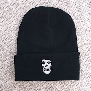 Crimson Ghost Skull Embroidered Beanie