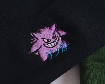 Gengar Ghost Type 90s Anime Embroidered Beanie