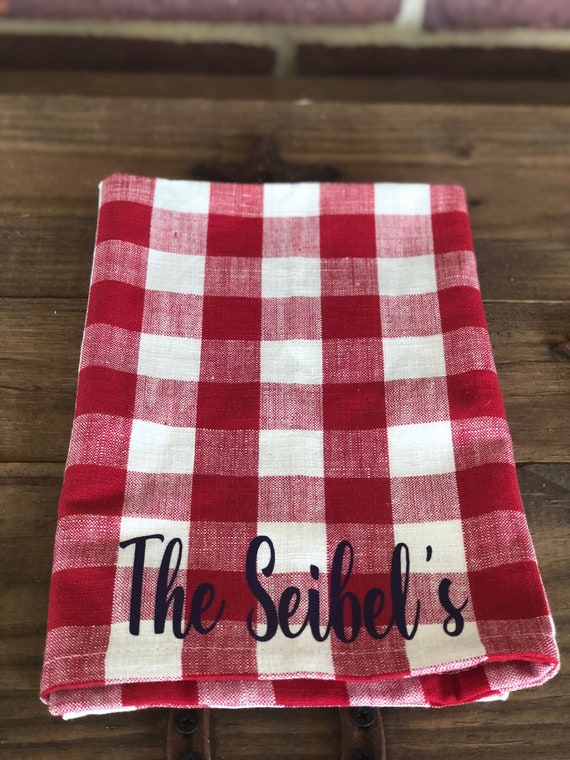 Red Checkered Hand Towel Etsy