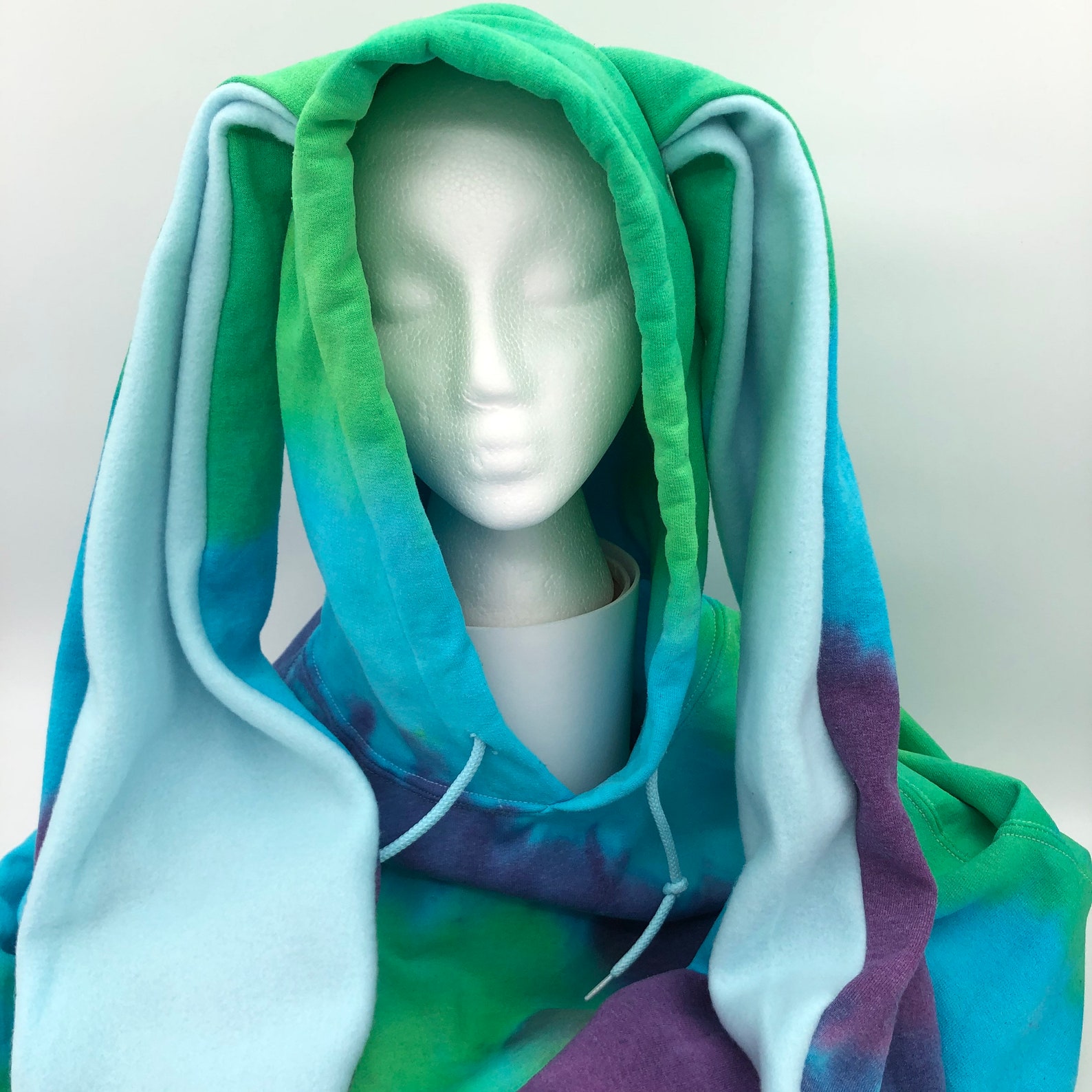 Bright Blue Green Tie Dye Rabbit Hoodie with long ears | Etsy