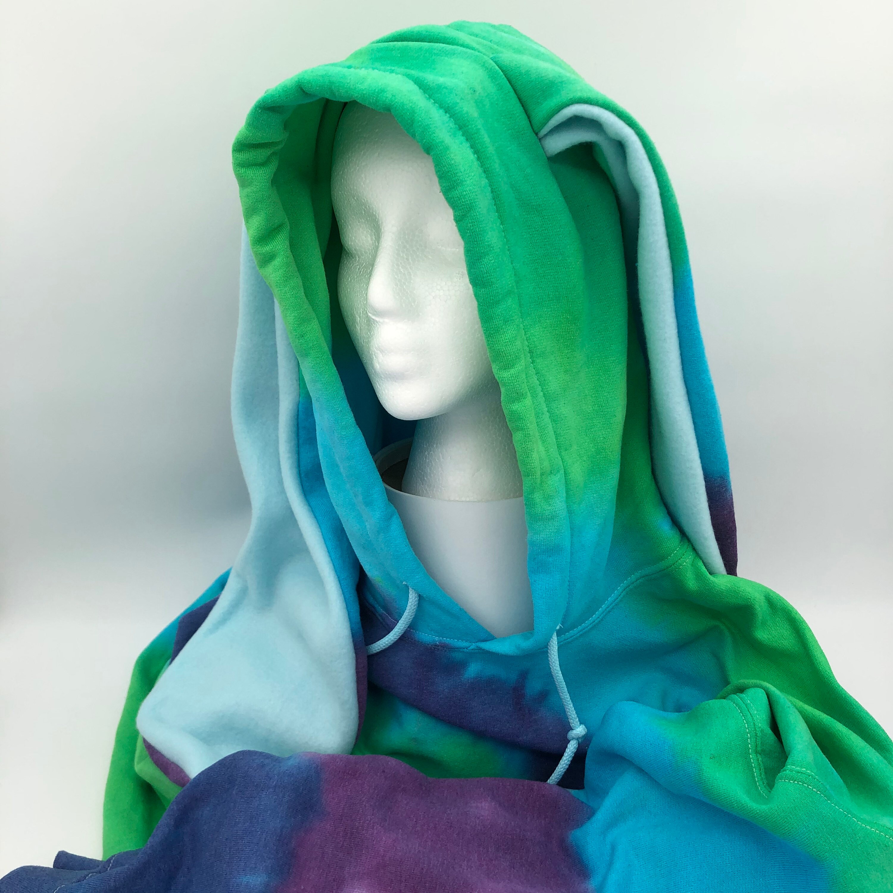 Bright Blue Green Tie Dye Rabbit Hoodie with long ears | Etsy