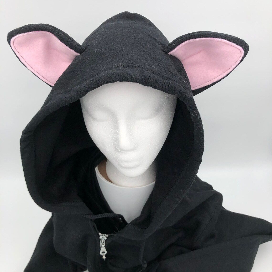 Black Cat Hoodie with adorable baby pink inlaid kitten ears Etsy