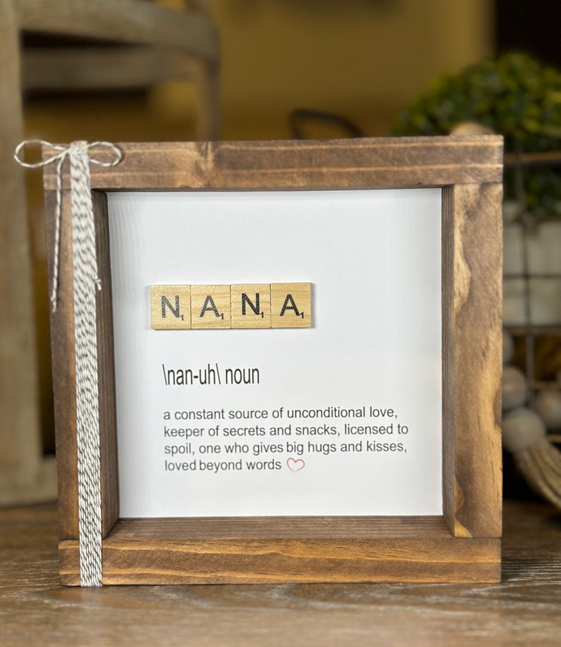 Personalized Nana Gift Frame, Walnut Wood, Grandmother Decor image 3