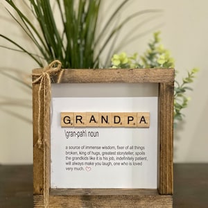 Grandpa Gift, Personalized, Grandpa definition, Father’s Day, Grandpa Frame, Grandparent Day, Grandpa Decor, Scrabble Tile