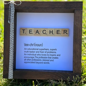 Teacher Definition Wood Frame Sign: Appreciation Gift