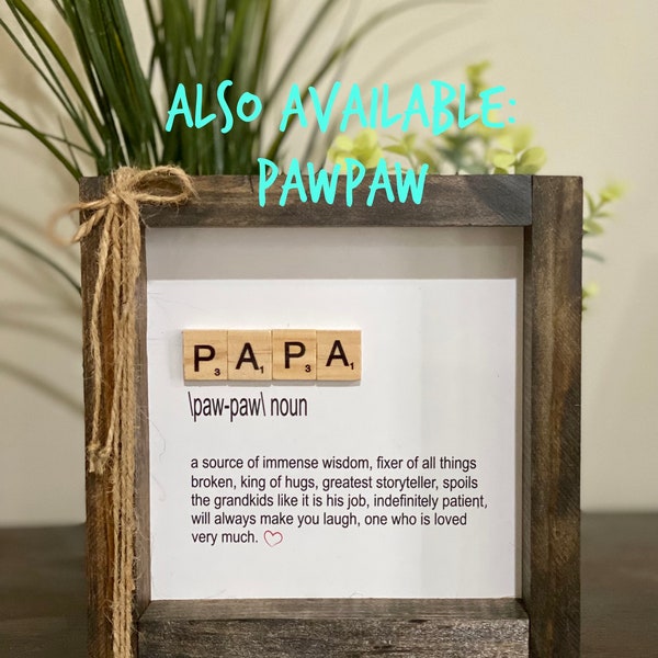 Papa gift, Papa definition, Papa frame, Father’s Day, Dad’s Day, Pawpaw frame, Grandparent Day