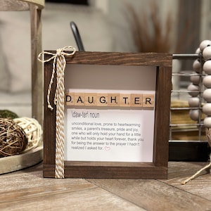 Daughter Sign, Daughter Gift, Mother&#39;s Day Gift, Daughter Décor,  Daughter Definition Sign, Daughter Frame, Scrabble Tile