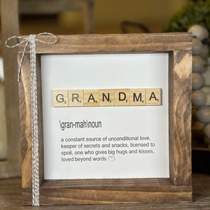 Grandma Frame, Personalized, Grandma Sign, Grandma’s Day, Granny, Grandparent Day, Grandmother Gift, Grandma Decor, Scrabble Tile