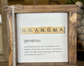 Personalized Grandma Gift, Scrabble Tile Definition Frame, Custom Grandmother Decor