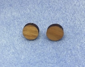 Simple Round Walnut Wood Stud Earrings