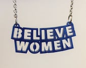 BELIEVE WOMEN Lasercut Acrylic Necklace in Blue